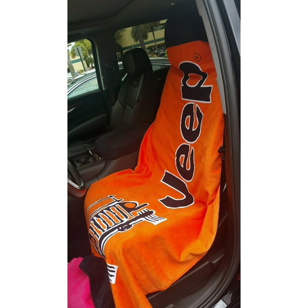 Seat Armour Towel 2 Go Front Car Cover For Jeep Wrangler Orange Terry Cloth Com - Orange Jeep Wrangler Seat Covers