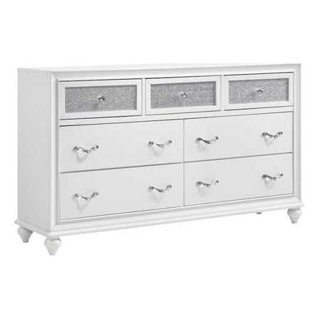 Maklaine Modern / Contemporary 7-drawer Wood Dresser in White Finish