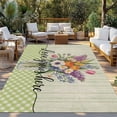thumbnail image 2 of Watercolor Flowers Outdoor Rug 4x6 Ft - Reversible Patio Rug Outdoor Camping Rugs, Spring Floral Sage Green Stripes Check Indoor Outdoor Area Rugs, Non-Slip Outdoor Carpet Runner for Deck/Porch, 2 of 8