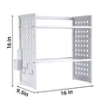thumbnail image 2 of Marsrock  Clearance (White-2 Tier) Office Desk Shelf Organizer,Medium Density Fiberboard Desktop Bookshelf Supplies Storage Rack,Shelf for Top of Desk and Dresser, 2 of 8