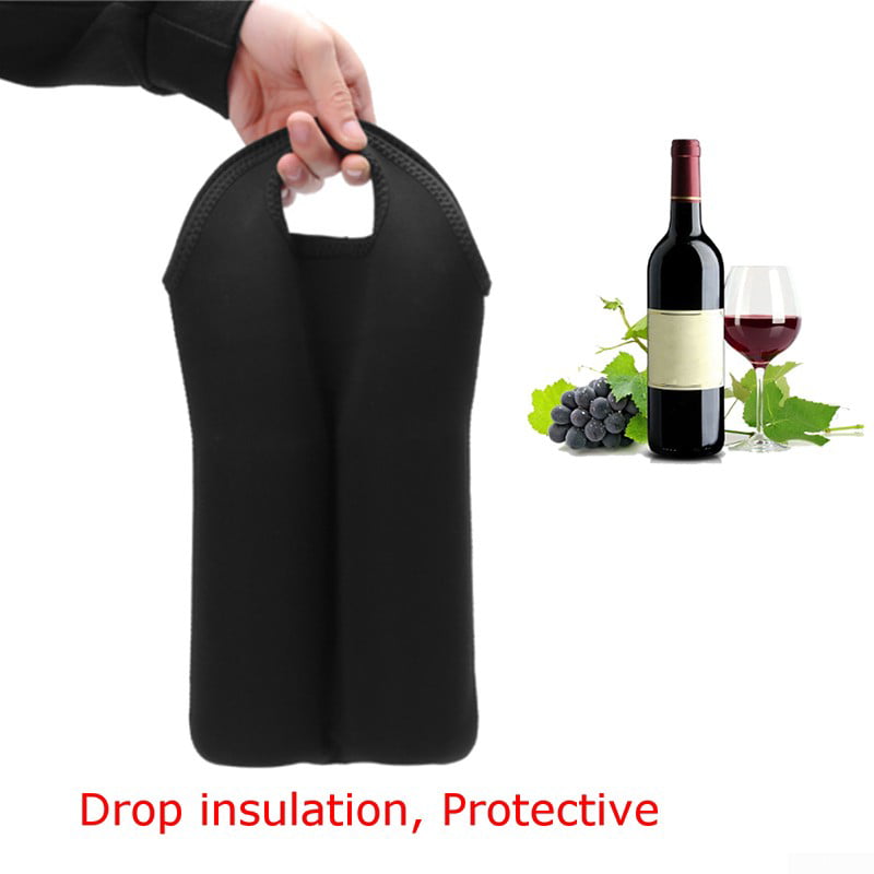 Details about    Black Two Bottle Wine Carrier Picnic Backpack Bag for Outdoor D 