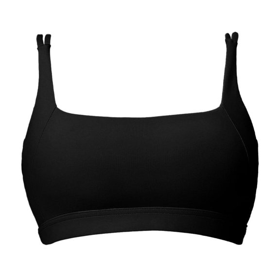 VISALY Racerback Athletic Sports Bra High Support Stretch Fit Top Gym Running Training Sports Bra Square Neck Bralette Supportive Unlined No Underwire Wireless Padded Yoga Workout Bra Tops Black L