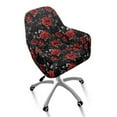 thumbnail image 2 of Xoenoiee Red Rose Spider Web Pattern Office Arm Chair Cover Swivel Dining Chair Slipcover Curved Back Armrest Chair Covers Stretch Desk Chair Protector Cover for Home Office, 2 of 7