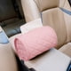 thumbnail image 3 of Caja de pañuelos de cuero para coche, organizador cilíndrico para reposacabezas, compatible con camiones. Rosa, 3 of 6