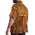 thumbnail image 3 of Easter Cross Men's Button Down Hawaiian Print Short Sleeve Casual Summer Beach Shirts, 3 of 6