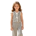 thumbnail image 4 of Gyexs 3T Girls Back to School Outfits Striped Bow Tank Top and Straight Leg Pants Summer Vacation Clothes Set #07 White 3-4 Years, 4 of 7