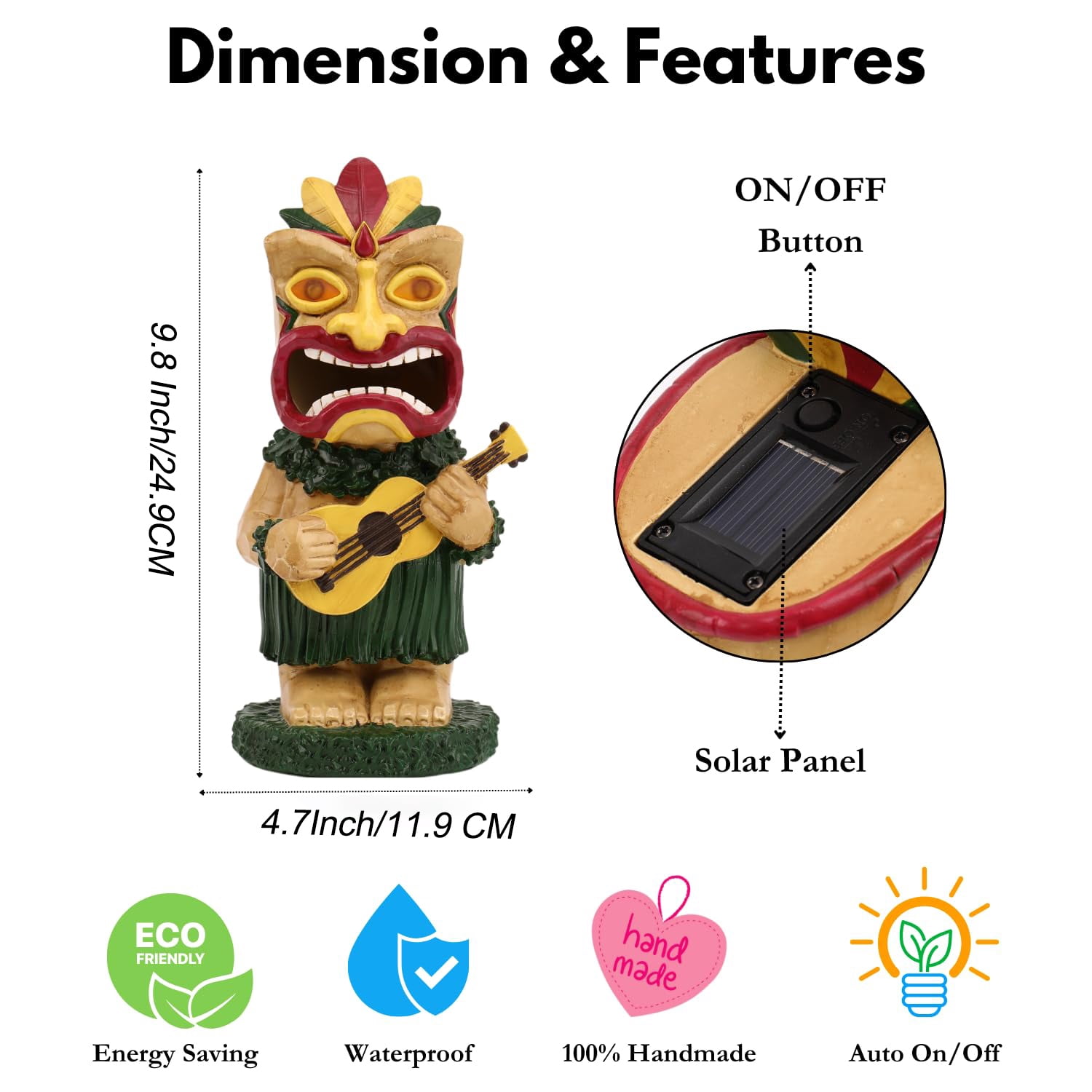 Solar Tiki Statue, Tiki Bar Decor, Outdoor Tiki Decor, Solar Garden Statue for Outside, Solar Garden Yard Decor, Outdoor Statue for Garden, Outdoor Decor for Patio, Gardening Gifts for Women
