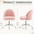thumbnail image 6 of Lacoo Modern Vanity Chair with Back, Teddy Velvet Desk Chair for Bedroom, Living Room or Study,Small Office Chair,Pink, 6 of 6
