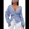 thumbnail image 1 of Blusa de Verano para Mujer, , con Rayas y Botones en la Parte Delantera, de Larga. Azul XL, 1 of 10