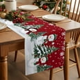 thumbnail image 5 of Red Christmas Snowman Cotton Linen Table Runner for Dining Kitchen, Xmas Snowflake Tree Winter Wedding Outdoor Party Tablerunners Decoration, Dresser Scarf Coffee Tablecloth Runners 13x48 Inches, 5 of 9