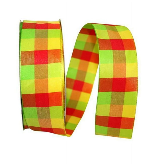Reliant Ribbon 25462W-C04-09J 10.5 in. 25 Yards Check Clark Wired Edge Ribbon, Comb. 4