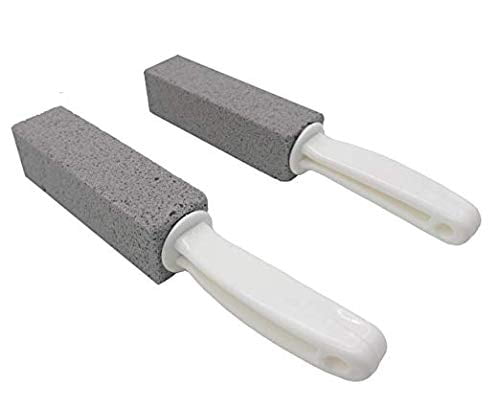 Toilet Bowl Pumice Cleaning Stone with Handle - Sturdy, High Density, Rust Grill Griddle Cleaner for Kitchen/Bath/Pool/Spa/Household Cleaning 2 Pack