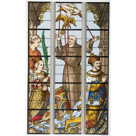 King Francois I Of France 1494 - 1547 And His Wife Eleonore Praying Detail Of A 16Th Century Stained Glass Window In Saint Gudule Church Brussels From Les Artes Au Moyen Age Published Paris 1873