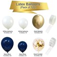 thumbnail image 5 of Kit con forma de arco para globos, 120 unidades, látex blanco, dorado y azul oscuro con lámina, 5 of 5