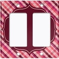 thumbnail image 6 of Metal Light Switch Plate Outlet Cover Vintage Red Pink Plaid Frame Wallpaper WAL036, 6 of 13