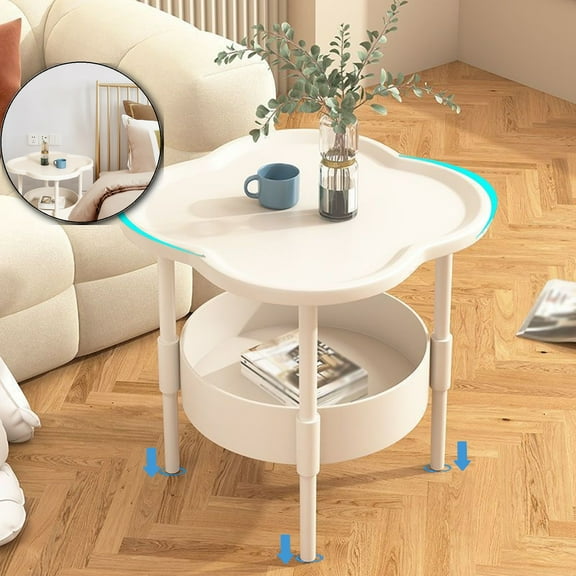 VQPeo 2 Tier Flower Shape Small Side Table,Small Side Tables Bedroom, Sofa C End Table,Bedside Table for Living Room Kitchen Garden Bedroom,Small Accent Table