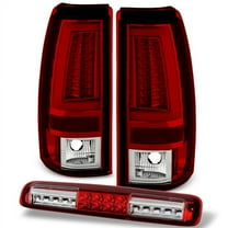 AKKON - For 99-03 Chevy Silverado | GMC Sierra Red Clear LED Tube Tail Brake Lights   LED 3rd Cargo Lamp