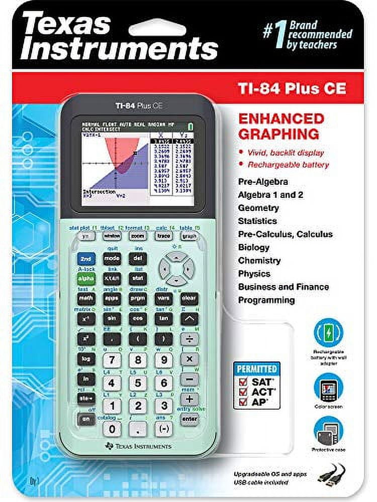 Texas Instruments TI-84 Plus CE Color Graphing Calculator, Mint Small