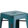 thumbnail image 3 of Commercial Grade 4 Pack 30" High Backless Distressed Kelly Blue-Teal Metal Indoor-Outdoor Barstool, 3 of 8