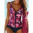 thumbnail image 2 of Women’s Tummy Control One Piece Swimsuit Ruffle Floral Print V-Neck Bathing Suit S-2XL, 2 of 4