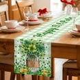 thumbnail image 5 of St. Patrick's Day Table Runner - 72 Inch Long Spring Botanical Clovers Coin Green Check Cotton and Linen Blended Dress Scarves Farmhouse Table Runner for Kitchen Dining, Coffee Table, 13" x 72", 5 of 8