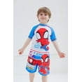 thumbnail image 2 of Marvel Spidey and His Amazing Friends Spider-Man Miles Morales Ghost-Spider Little Boys Rash Guard and Swim Trunks Outfit Set Toddler, 2 of 5