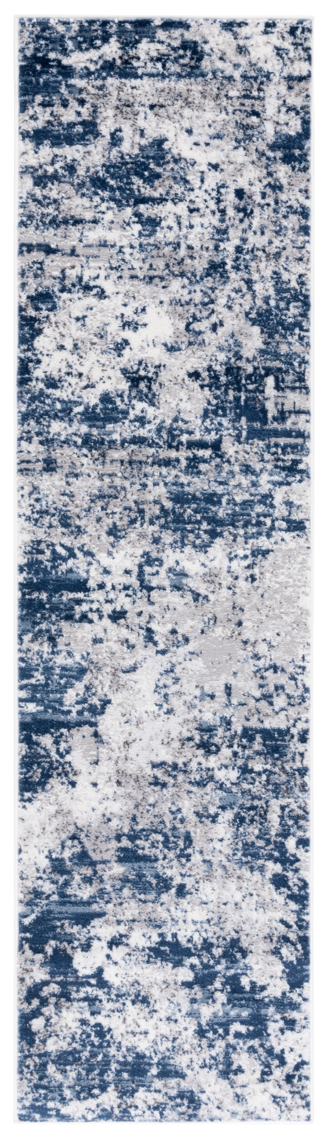 SAFAVIEH Amelia Alastar Abstract Distressed Runner Rug, Ivory/Navy, 2'2" x 8'