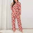 thumbnail image 2 of Balery Cute Strawberry Conjunto de Pijama con Estampado para Mujer, Conjunto de Dos Piezas con Manga Larga, Ropa de Dormir Suave con Bolsillos, Pijamas Cómodos-Medium, 2 of 7