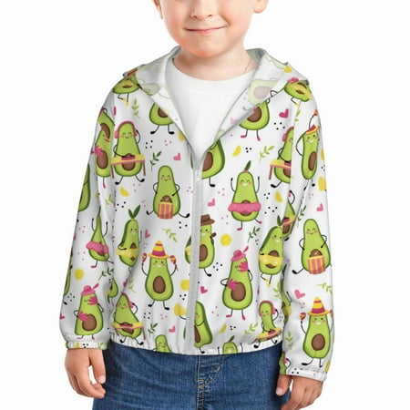 

Gaeub Avocado Playing Music Print Athletic Sun Protection Hoodie for Kids Long Sleeve Outdoor UV Shirt Running Fishing Top for Boys Girls-4 Years