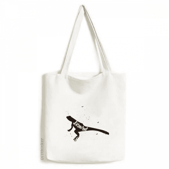 Lizard Black And White Animal Tote Canvas Bag Shopping Satchel Casual Handbag