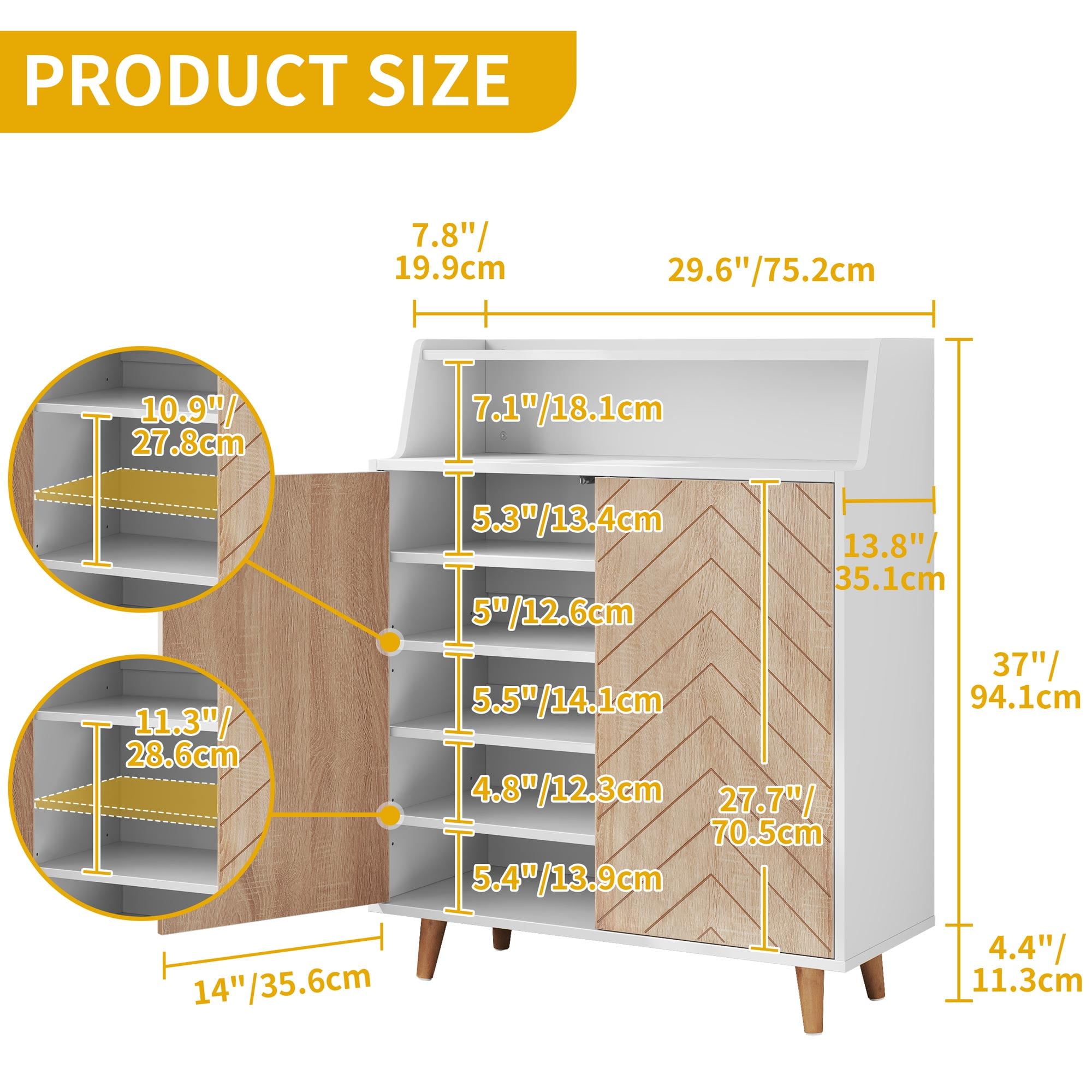 Dextrus Modern Shoe Cabinets with Open Shelves Free Standing 5