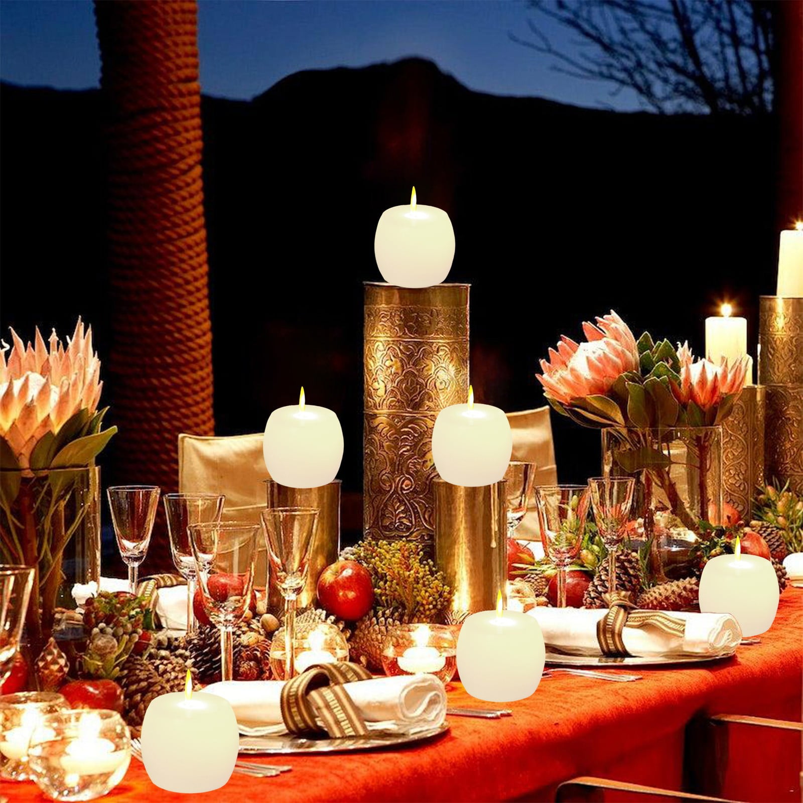 BANBERRY DESIGNS Lot De 2 Pommes De Pin Avec Bougie LED Sans Flamme - Brossée Avec Neige - Chaque Pomme De Pin A Une Base Flocon De Neige Blanche