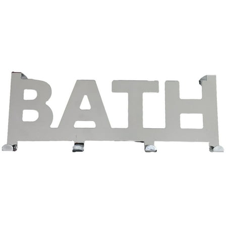 Over The Door 4 Hooks Coat Rack Bath Writing Metal Chrome Mirror Door 4 Hooks Coat Rack Bath Writing