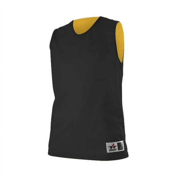 Alleson Athletic B37085505 Womens Reversible Mesh Tank, Black & Gold - Large
