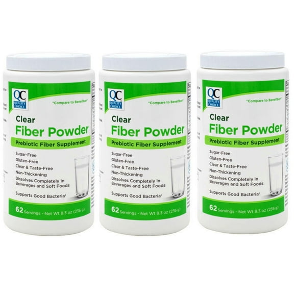 3 Pack - Quality Choice Clear Prebiotic Fiber Supplement Powder for Digestive Health 62 Servings, 8.3 Ounces - Ideal for Adults & Children 6 & Up