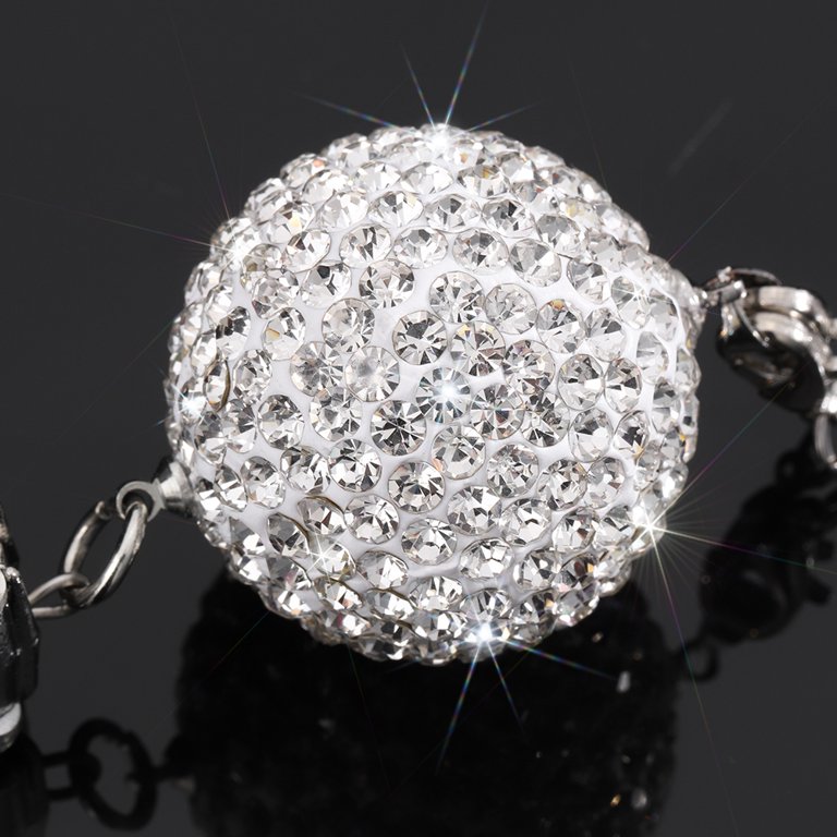 1 Paio Orecchini Shamballa Gioiello Pendenti Sfera Strass Cristalli