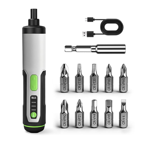 VCAN ACTIVE Rechargeable Cordless Electric Screwdriver Kit with 10 Bits, 3 Torque, LED Light, Portable Power Tool for Home & Bike Repair