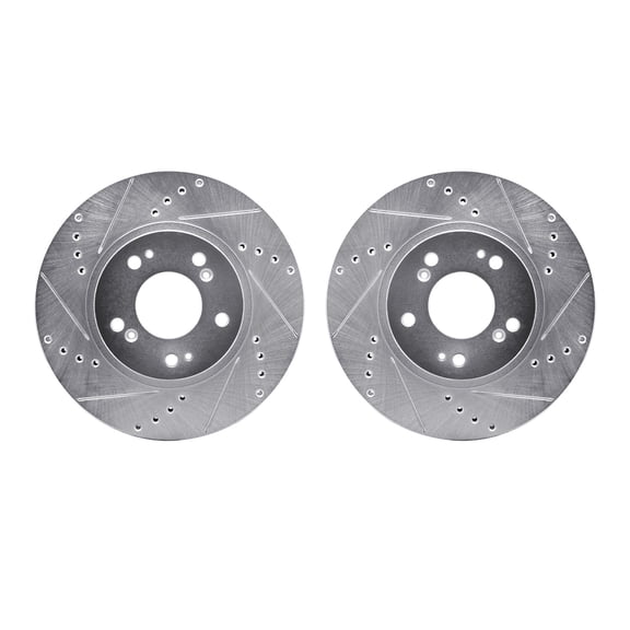 Dynamic Friction Company Front Brake Rotors-Drilled and Slotted-Silver 7002-72024