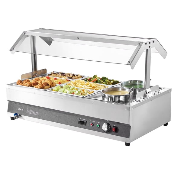 High Efficiency Dual Heating Zone Soup Warmer Station 2 Main Pots   6 Auxiliary Pans Full Coverage Insulation Design - Walmart Style Soup Kettle for Commercial Kitchen