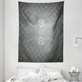 thumbnail image 1 of Grey Tapestry, Checkered Pattern with Scroll Detail Abstract Victorian Vignette Classic, Wall Hanging for Bedroom Living Room Dorm Decor, 60W X 80L Inches, Charcoal Grey Pale Grey, by Ambesonne, 1 of 2