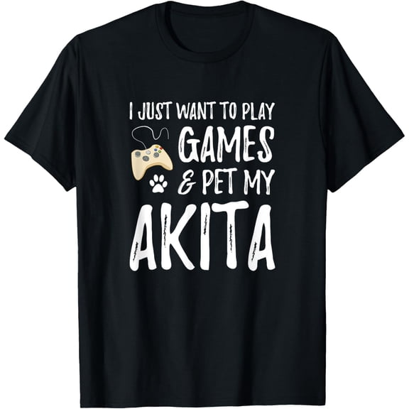 Akita Dog Lover Gamer Shirt Funny Dog Mom Gift Idea T-Shirt