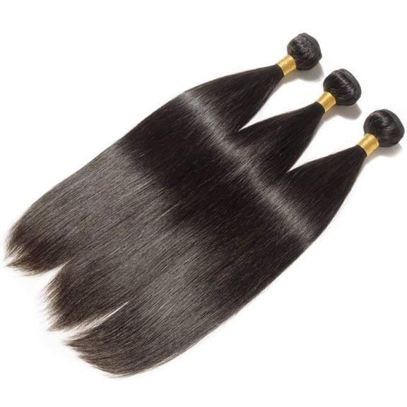 WEIF-Straight Bundles Human Hair 12 12 12 Inch 100% Unprocessed Brazilian Trippy Virgin Weave Bundles Human Hair for Women Remy Straight Hair Extensions Natural Black Raw Weft
