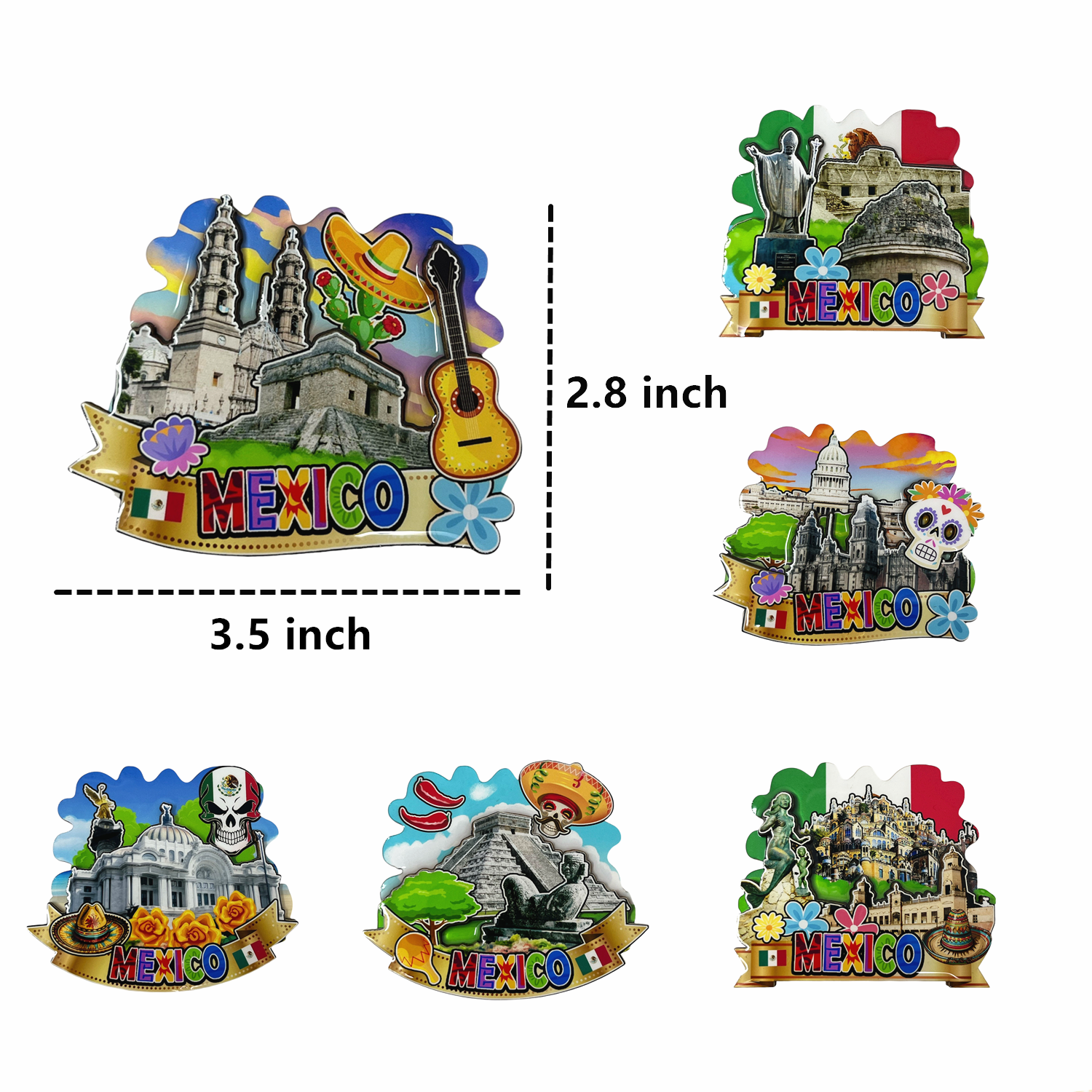 マグネット　メキシコ 6 Pieces Mexico 3D Fridge Magnet, Refrigerator Magnets, Mexican