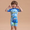 thumbnail image 3 of BULLPIANO Boys' Swimwear One Pieces Zipper Toddler Short Sleeve Rash Guard Sunsuits with Hat UPF50+ Sun Protection,Size 5-6 Years, 3 of 8