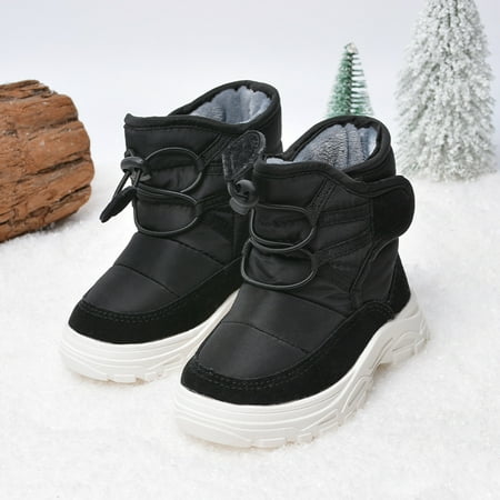 

Boys Waterproof Hook-and-loop Fastener Thermal Lined Snow Boots Winter New