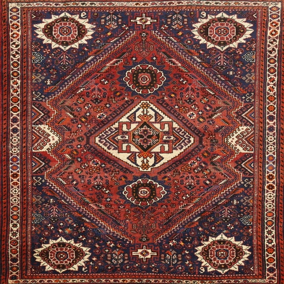 Ahgly Company Indoor Square Traditional Dark Gold Brown Persian Area Rugs, 3' Square