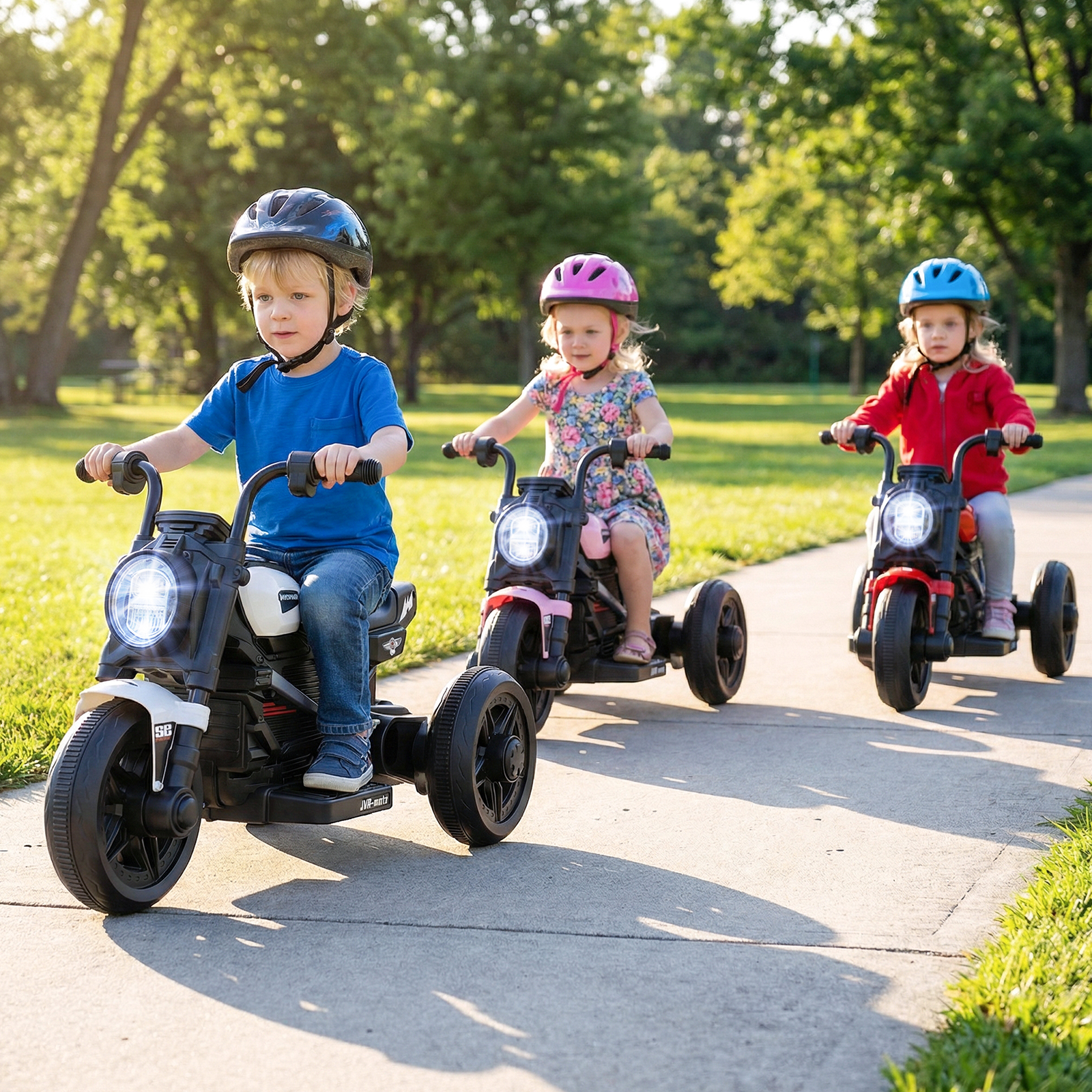 Gymax 6V Kids Motorcycle w/Song Story LED Headlights Accelerator Pedal&3 Wheels White