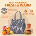 thumbnail image 5 of Pioneer Flower Floral Print Pattern Insulated Lunch Bag for Women & Adults,Large Portable Soft Cooler Lunch Bag,Thermal Food Storage Tote with Pearl Cotton,8.66L,8.75x5.75x9.5 Inch, 5 of 6