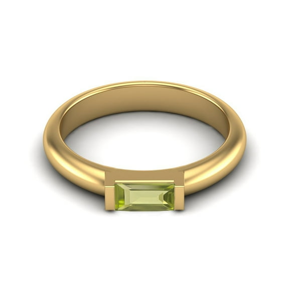 0.50 Ctw Baguette Peridot 925 Sterling Silver Gold Vermeil Solitaire Valentines Day Gift Ring