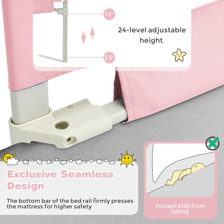 YYAo Bed Guard Rails,Bed Fence,Bed Gate for Baby,57 Inch Toddlers Vertical Lifting Baby Bed Rail Guard with Lock-Pink